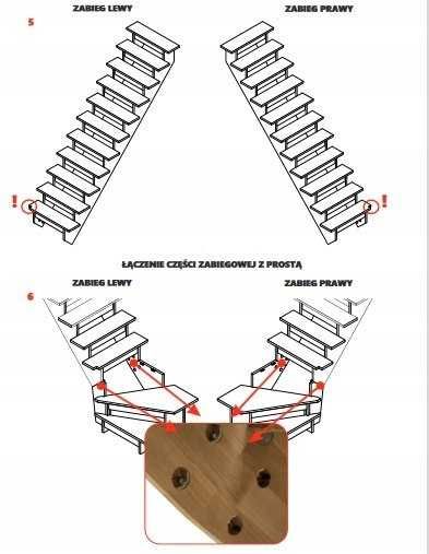 Schody zębinowe zabiegowe buk/ inox