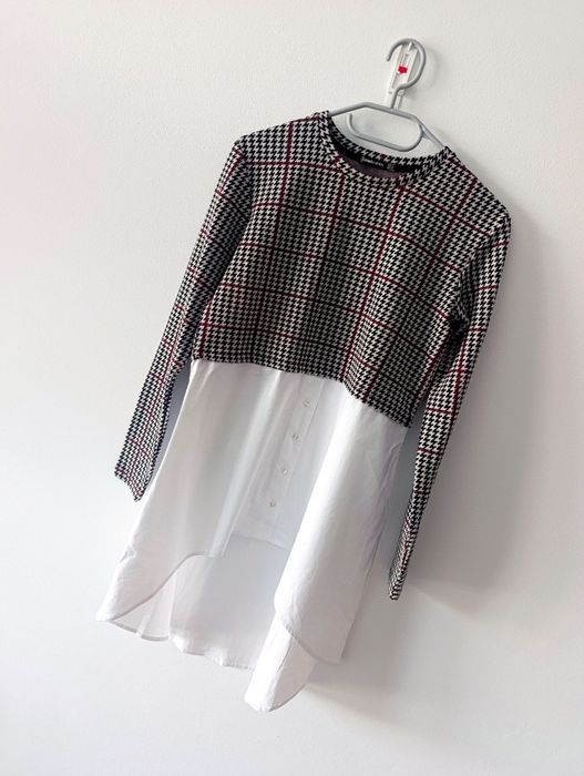 Bluzka damska, długi rękaw, krata, koszula, mix stylu, Stradivarius