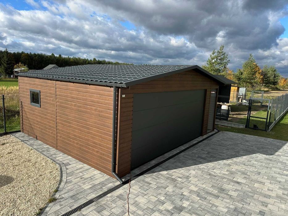 Garaż  Dwustanowiskowy z wiata  7 x 6– PREMIUM z bramą segmentową