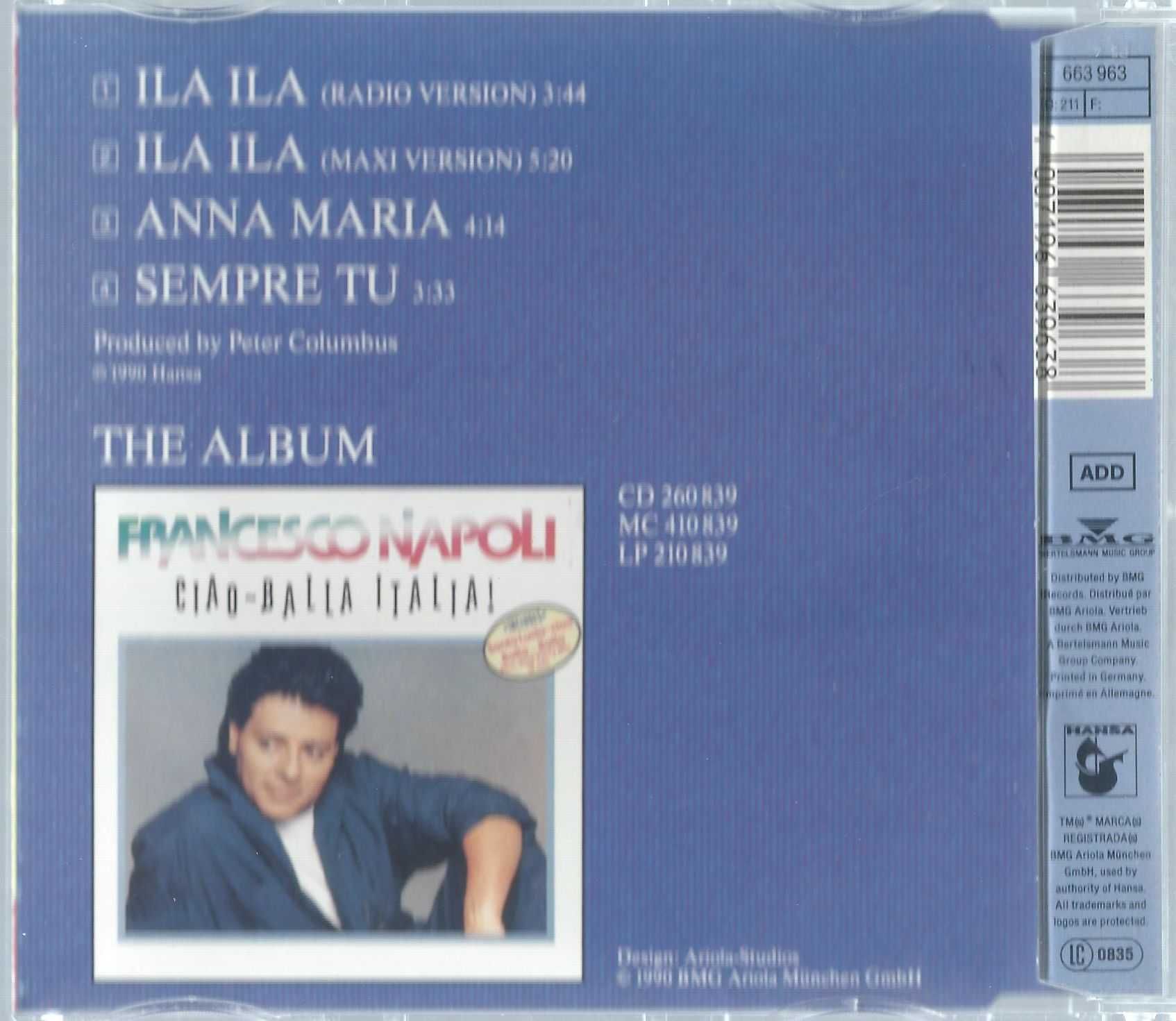 Maxi CD Francesco Napoli - Ila Ila (1990) (Hansa)