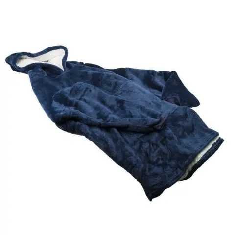 Теплий темно-синій плед-худі — лише 320 грн!