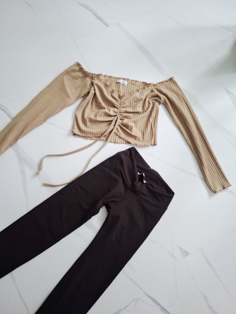 Leginsy XS - S czekoladowe push up wyszczuplające modelujące