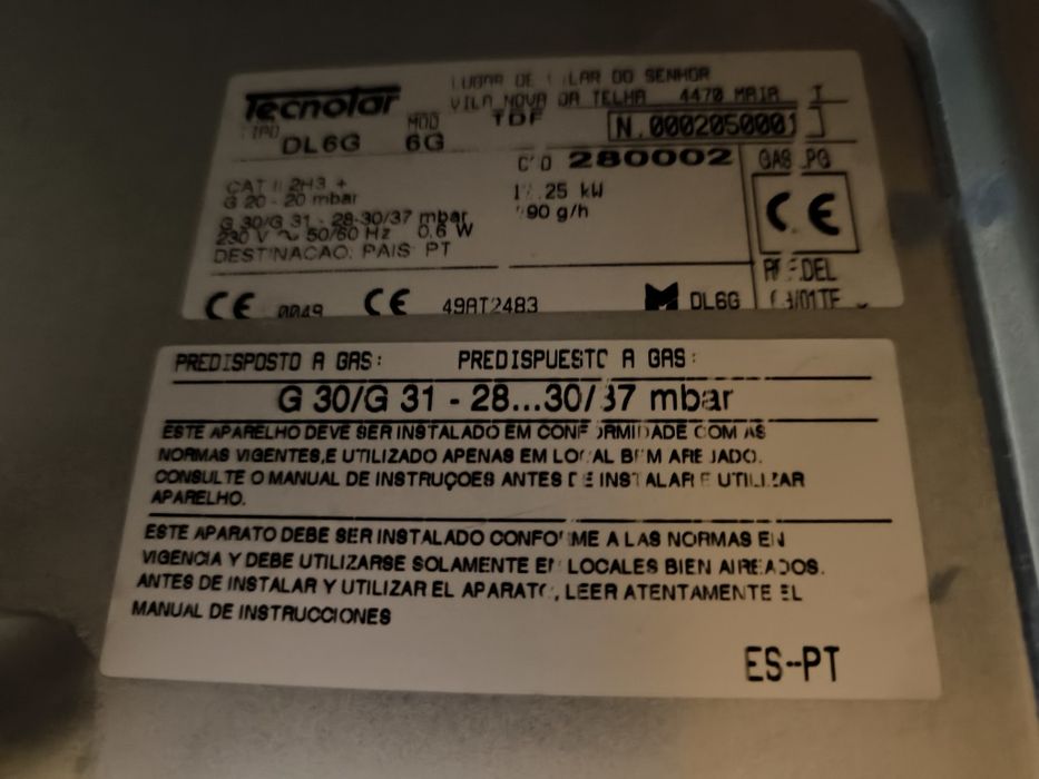 Placa fogão a gás 6 bocas