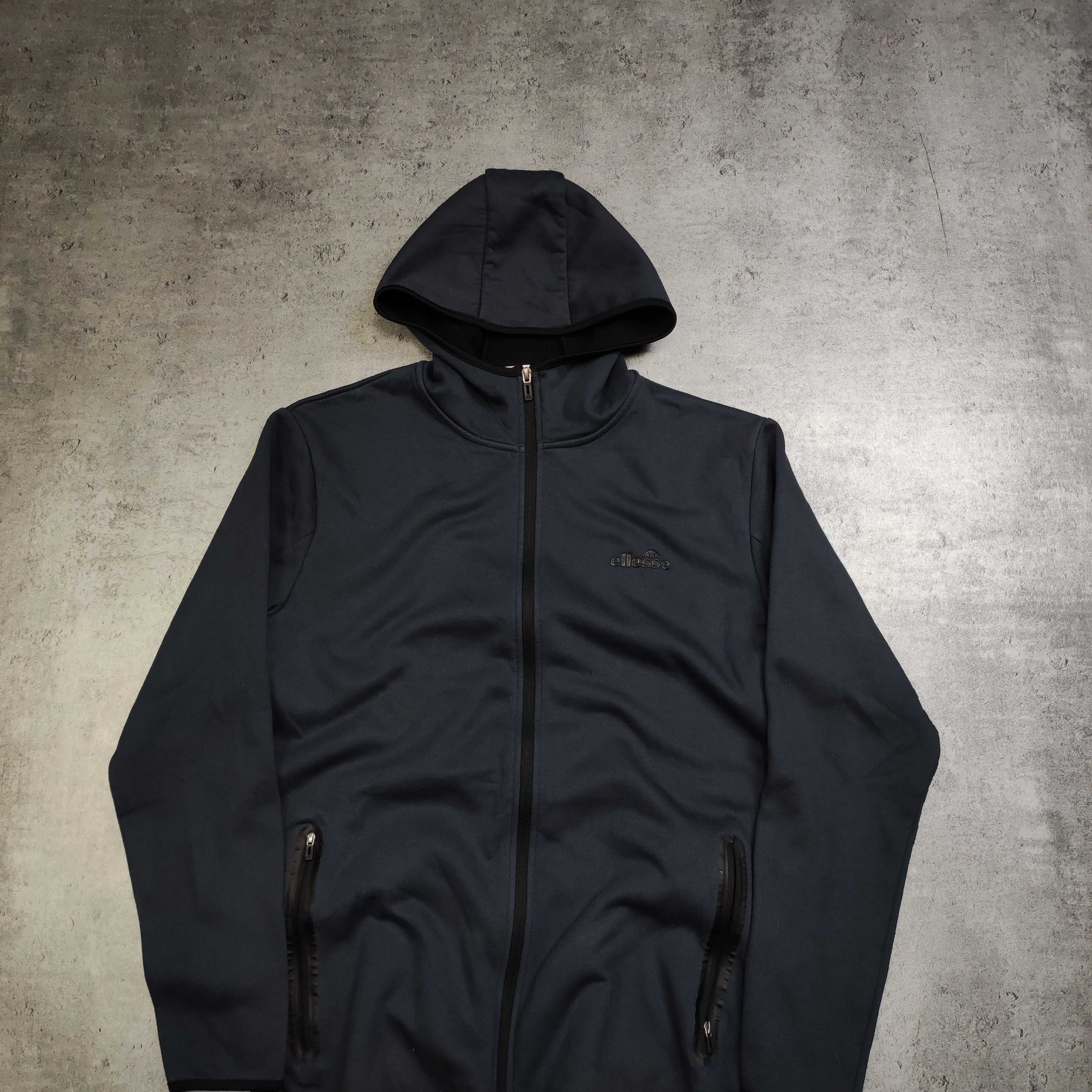 MĘSKA Bluza z Kapturem Suwak Granatowa Ellesse Tech Fleece Sportowa