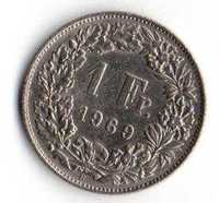 Монета  1969г.1 Fr - Швейцария., перевертыш