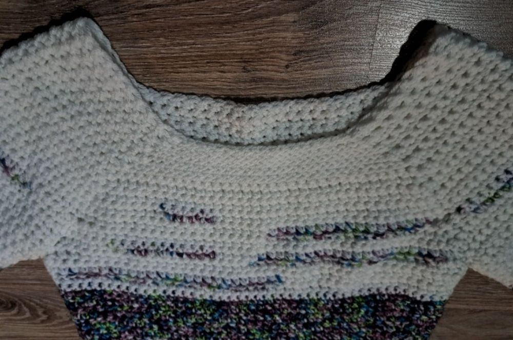 Sweter damski biały kolorowy M 38 handmade rękodzieło na szydełku