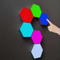 Lampa Plaster miodu Hexagon 12 elementów RGB kolor Paczkomat Tanio