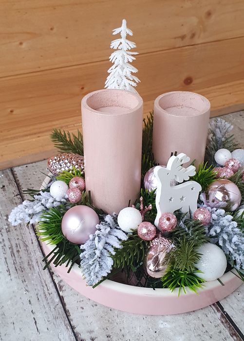 Stroik świąteczny na stół, Boże Narodzenie, świece