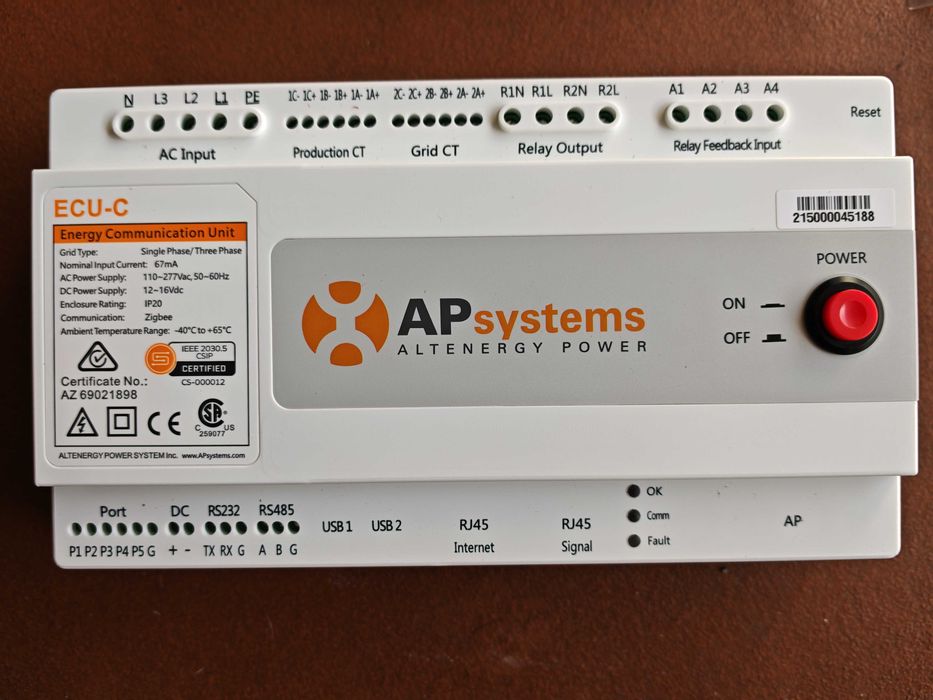 Gateway solar APsystems ECU-C wifi/Zigbee - NOVO