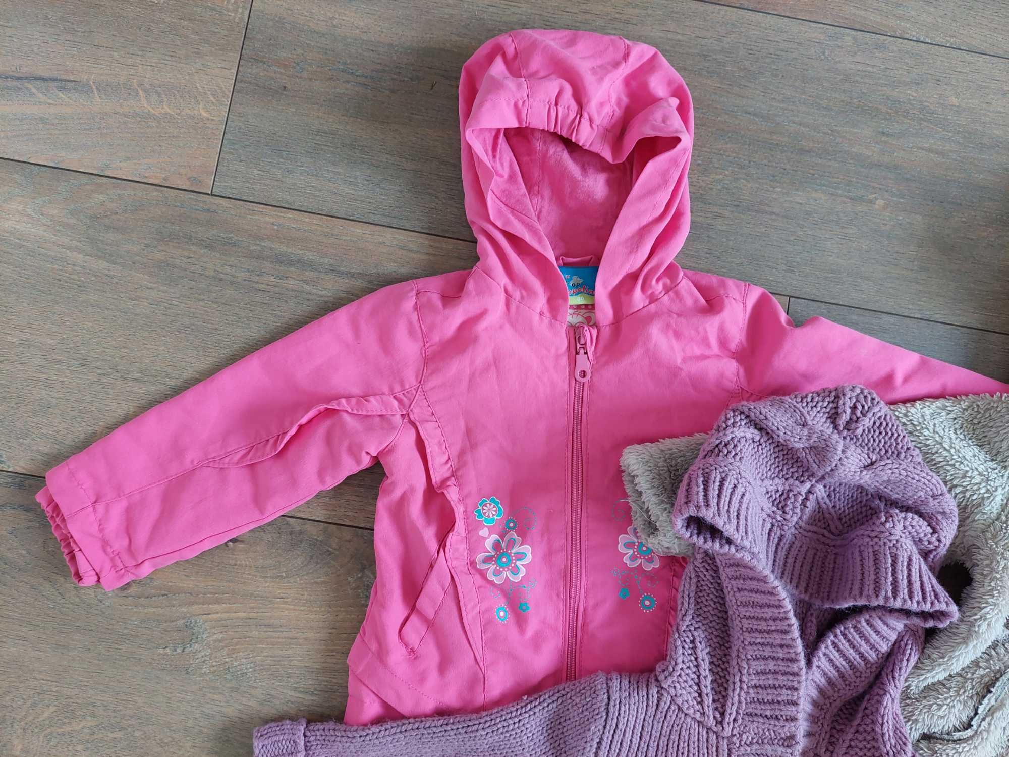 3x bluza, kurtka dla dziewczynki r. 80, 86, 92