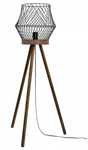 Lampa podłogowa Kanel Inspire - czarna z drewnem E27
