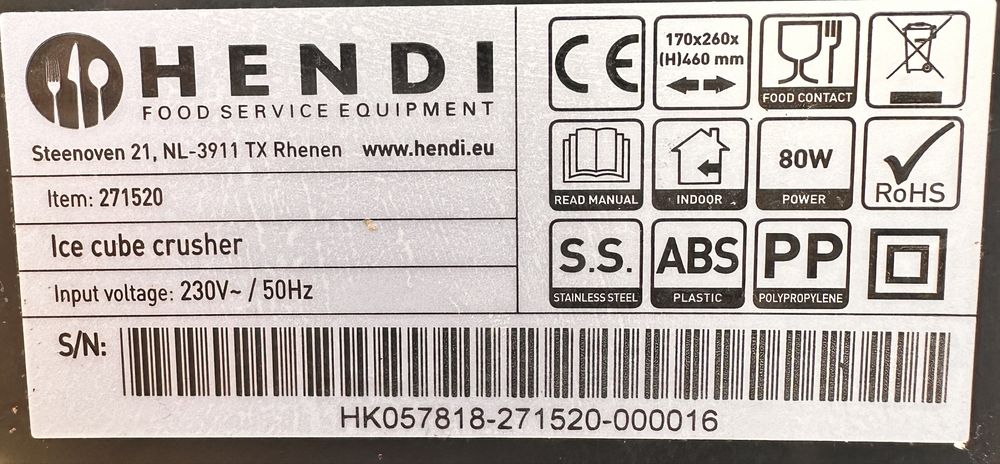 измельчитель льда Hendi 271520