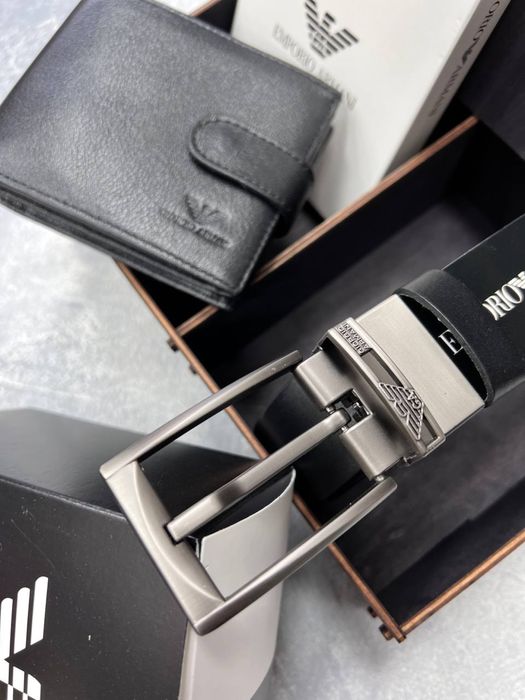 Подарунковий набір для чоловіка з натуральної шкіри ремінь+гаманець