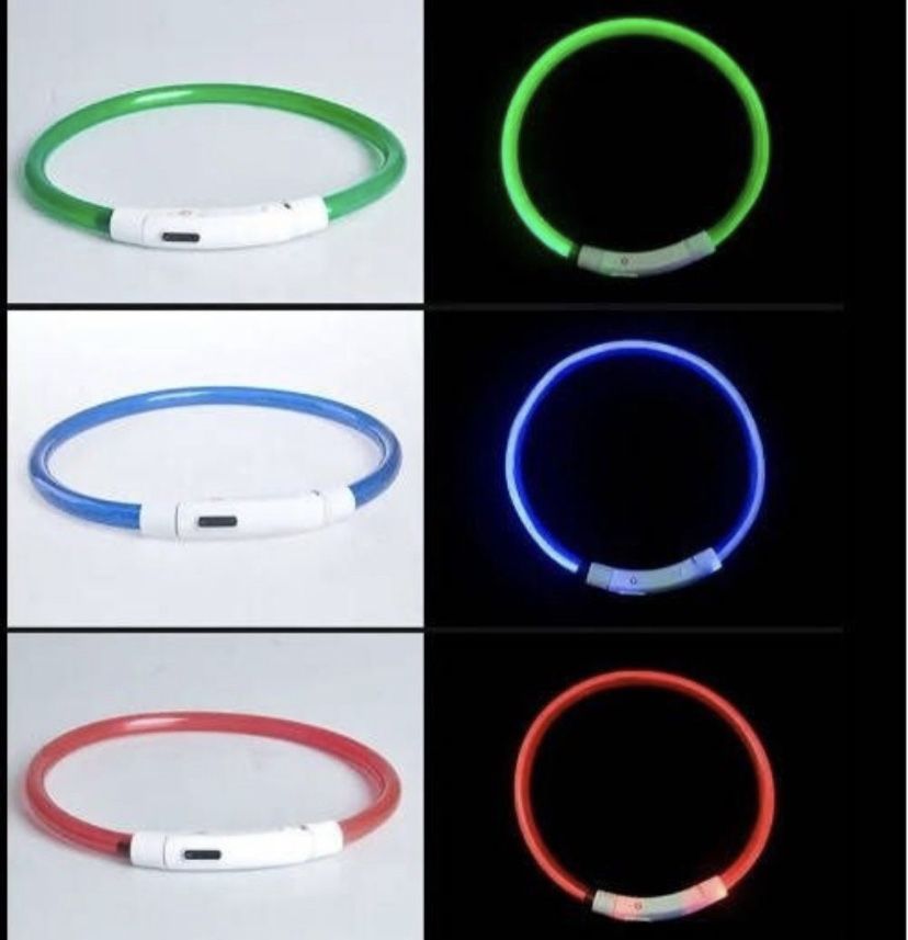 Светящийся LED ошейник для собак 35см,50см  с USB зарядкой