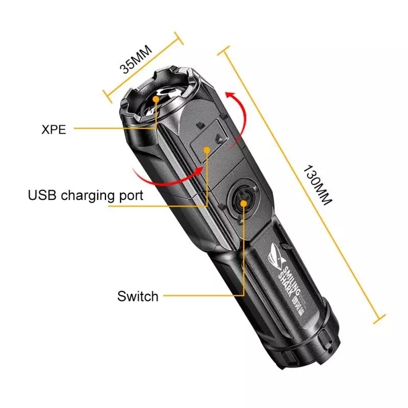 фонарик с USB зарядкой аккумуляторный 
3 режима работы и регулир