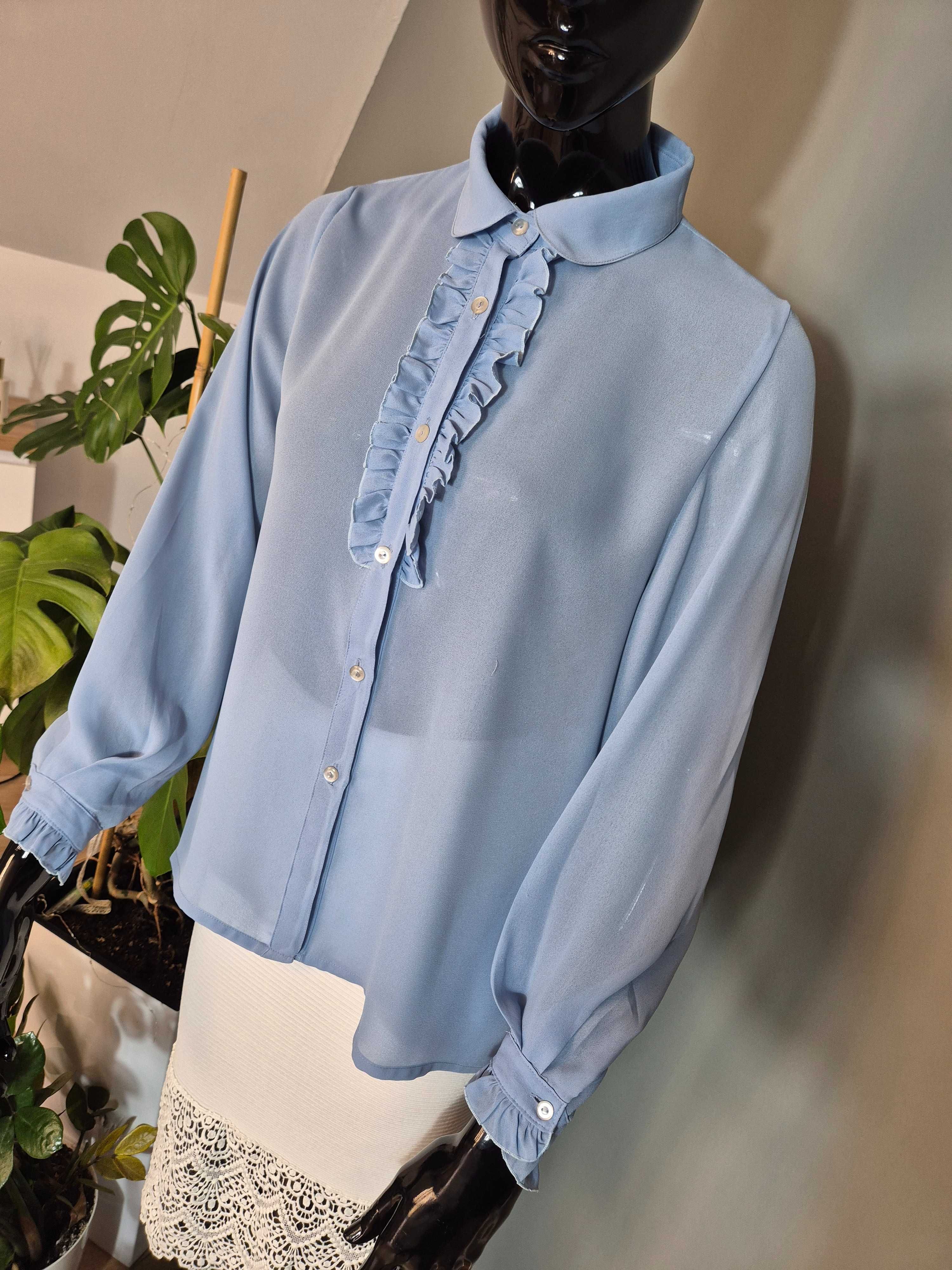 Błękitna koszula damska oversize XL 42 plus size elegancka