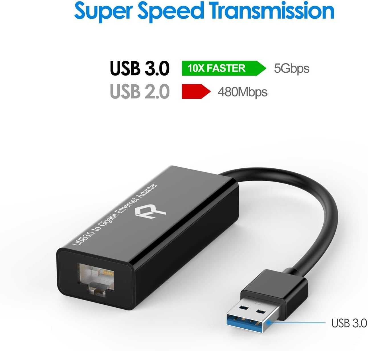 Rankie Adapter Sieciowy USB, USB 3.0 do RJ45 Gigabit