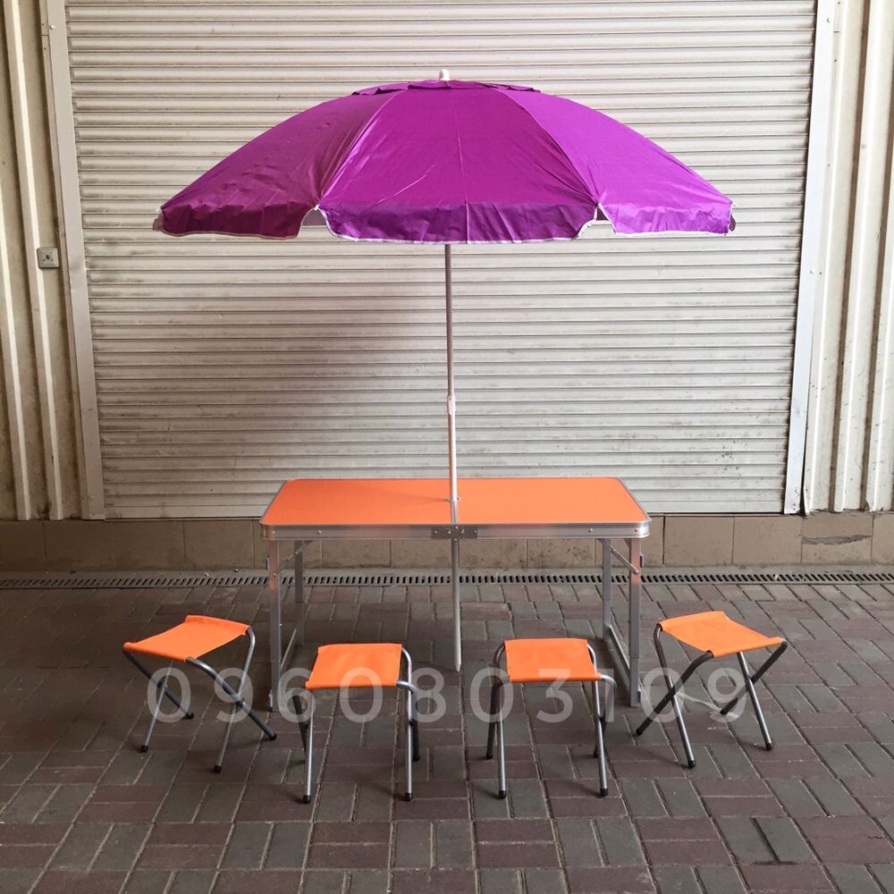Стол для пикника + 4 стула УСИЛЕННЫЙ + Зонт раскладной столик природы