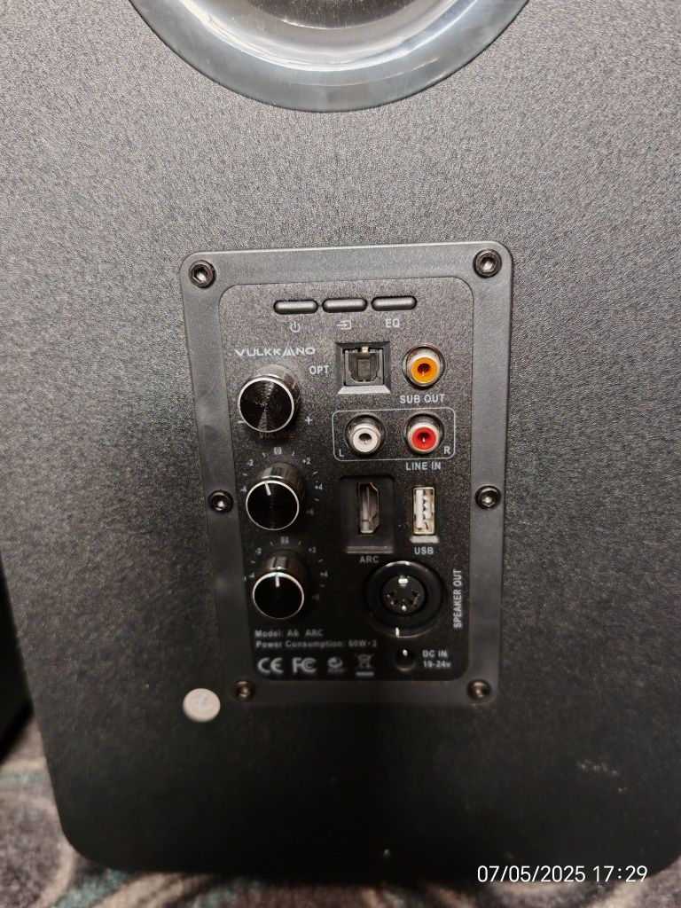 Vulkkano A6 KOLUMNY AKTYWNE, 100w, bass 6,5" HDMI-ARC, BT, SUB OUT, OP
