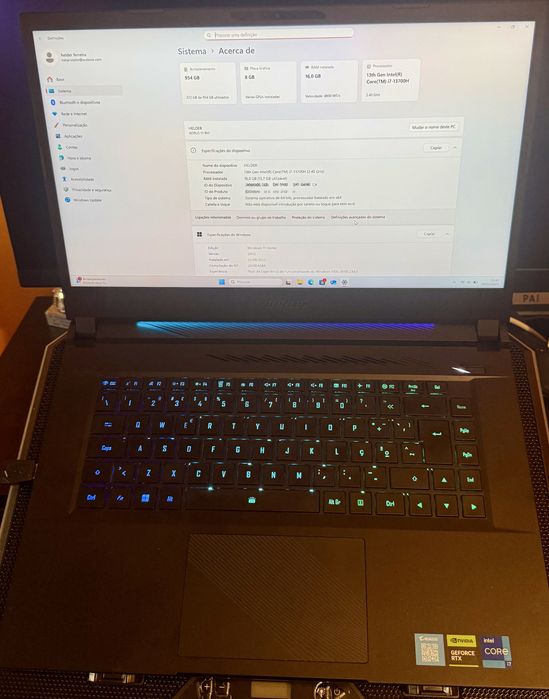 Portatil Aorus I7 13GEN/ RTX4060/ Ram DDR5