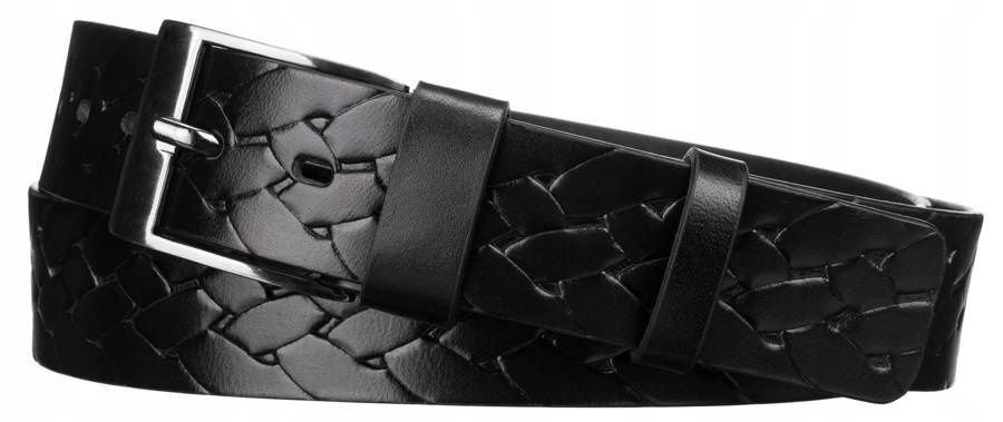 klasyczny, skórzany pasek męski z metalową klamrą - peterson 105