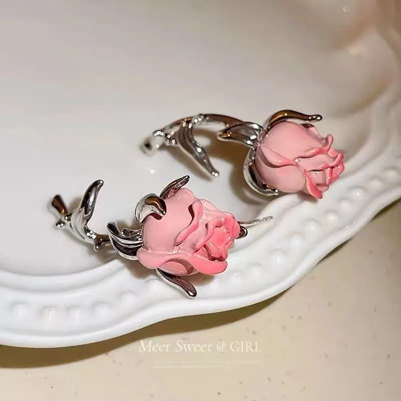 Серьги "Роза", красивые цветы