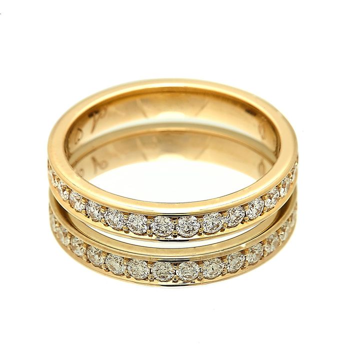 Obrączka z diamentami rząd dookoła szerokość 3.5 mm złoto 585 14K