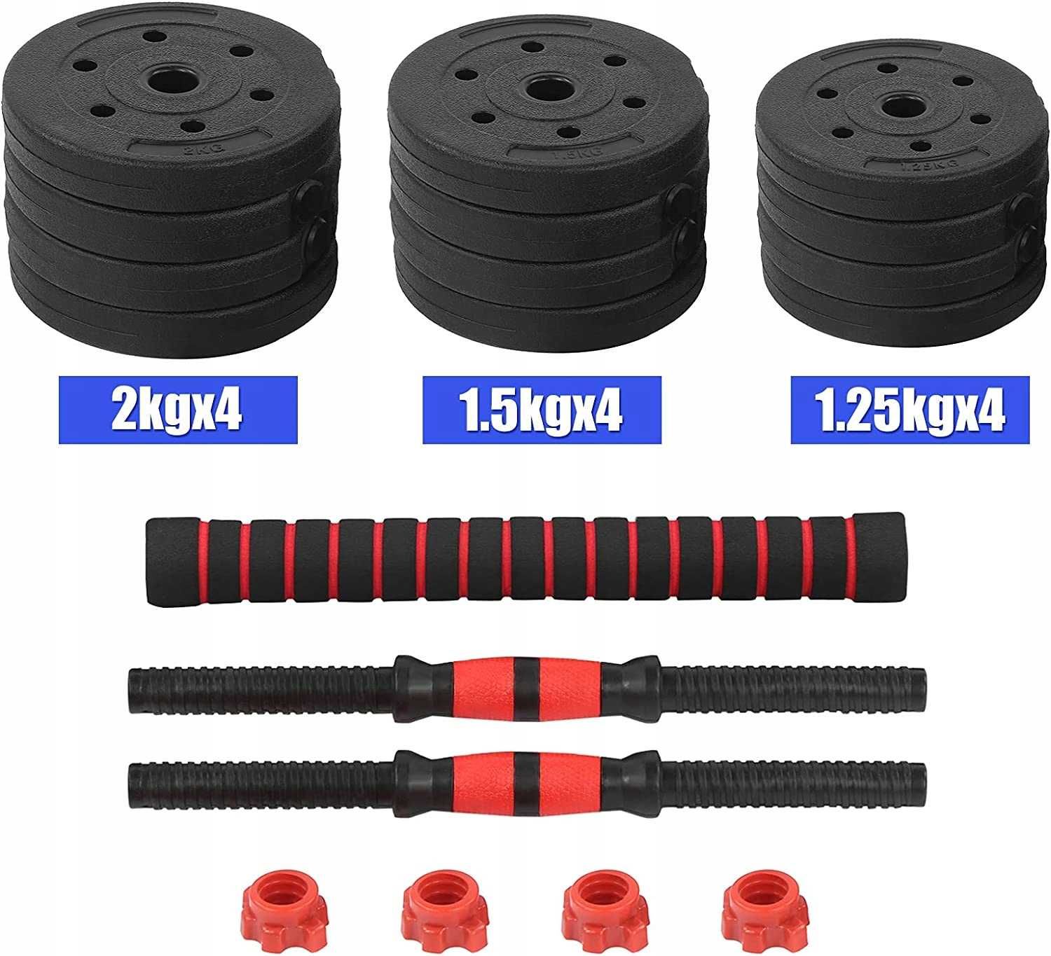 Komplet HANTLE REGULOWANE 2x10 kg Ciężary Bitumiczne + SZTANGA