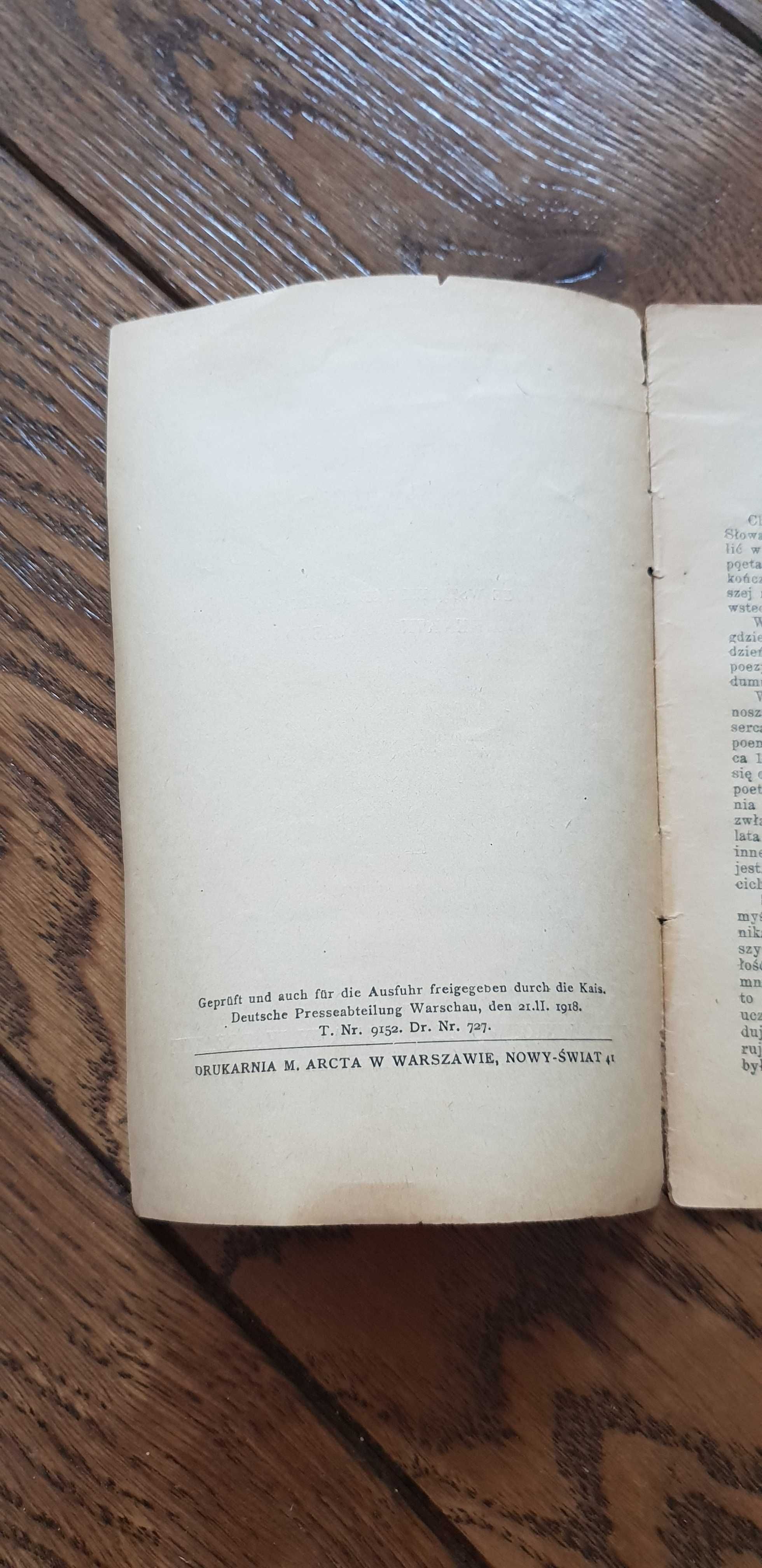 Książka rok 1918 "Godzina myśli" Juliusz Słowacki - 105 lat