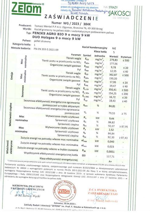 kocioł, piece 5 klasa AGRO BIO 9 kW pellet, drewno