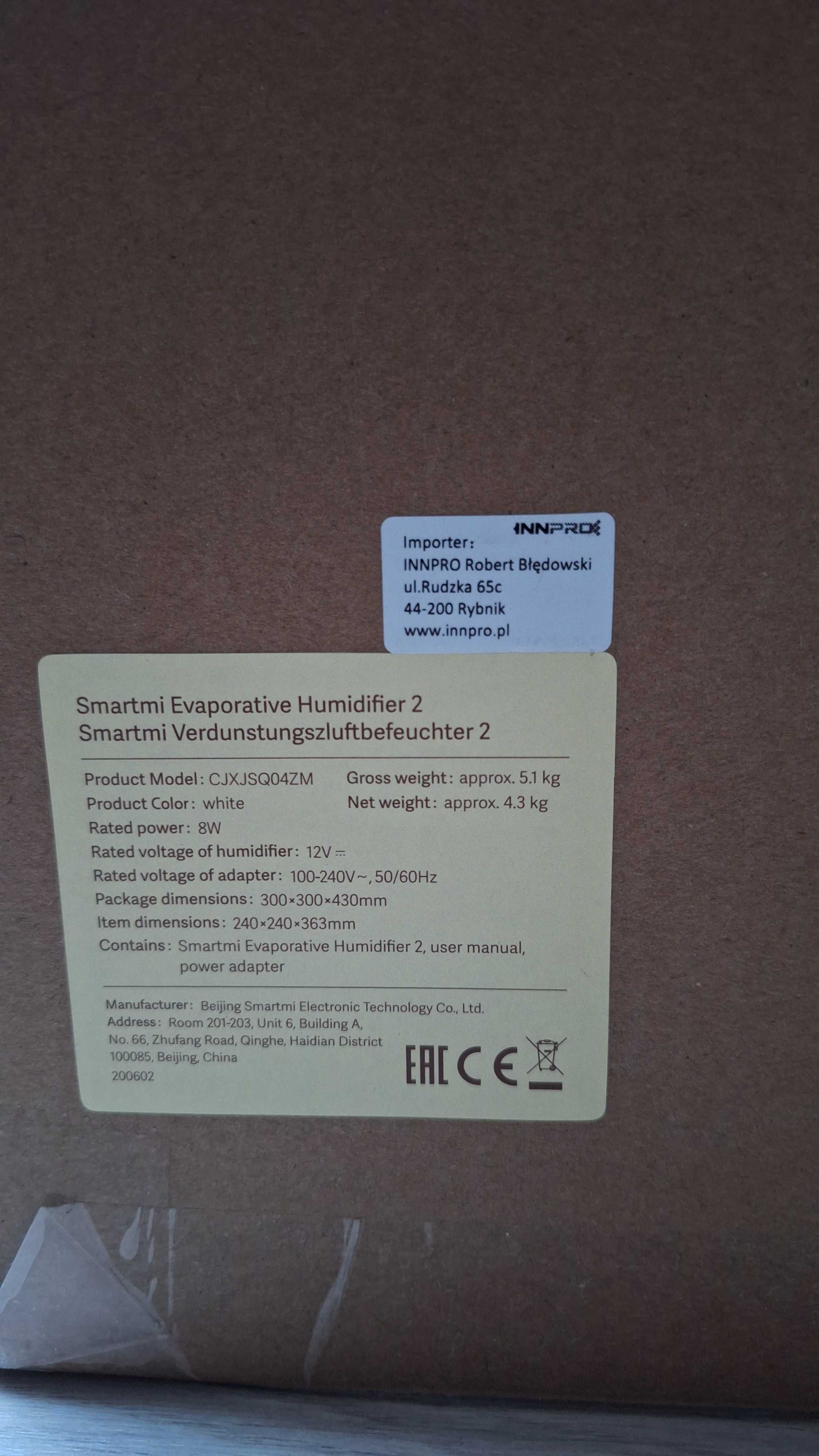 Nawilżacz ewaporacyjny Smartmi Evaporative Humidifier 2 Higrostat 4l