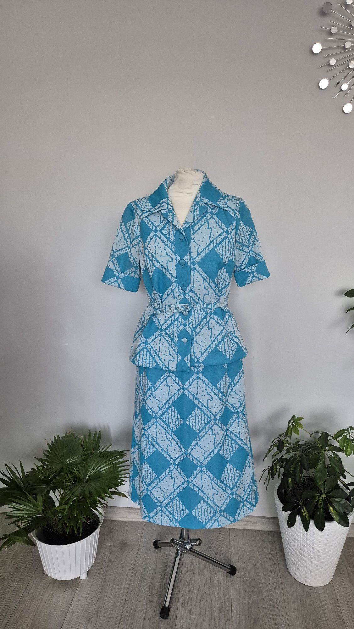 Marynarka+spódnica vintage PRL rozm M