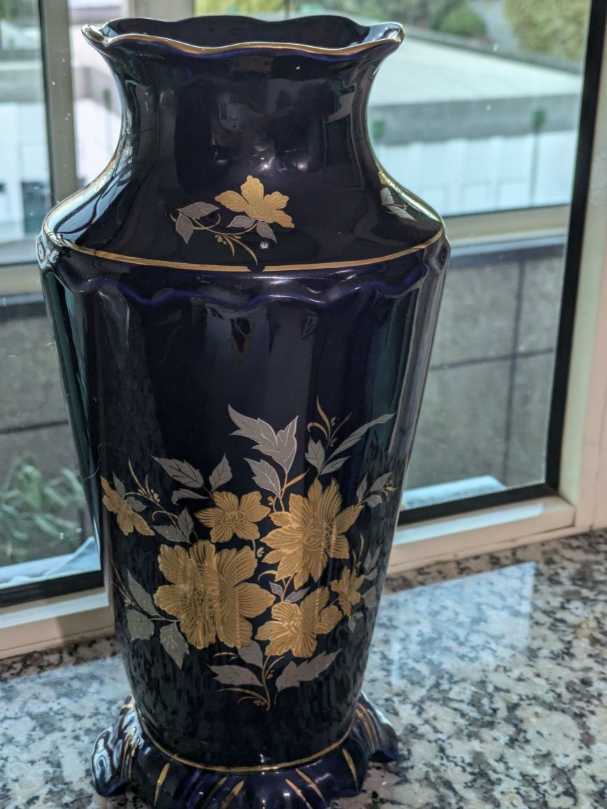 Jarrão antigo azul com dourado