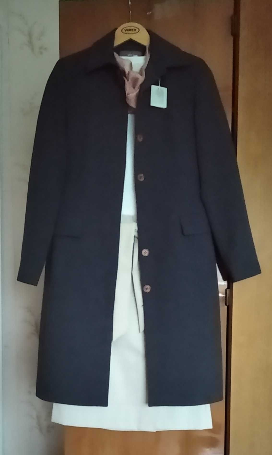Пальто сіре легке, 44/S, костюмна тканина, підкладка