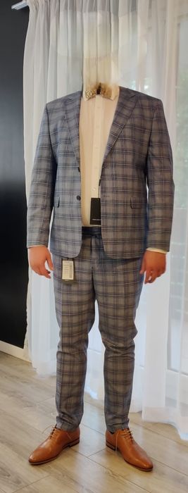 Garnitur niebieski w kratkę pako lorente