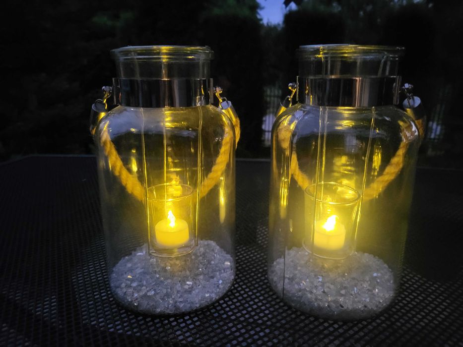 2 szt Lampionów ogrodowych + 12 świec + 2 migające tealighty Led