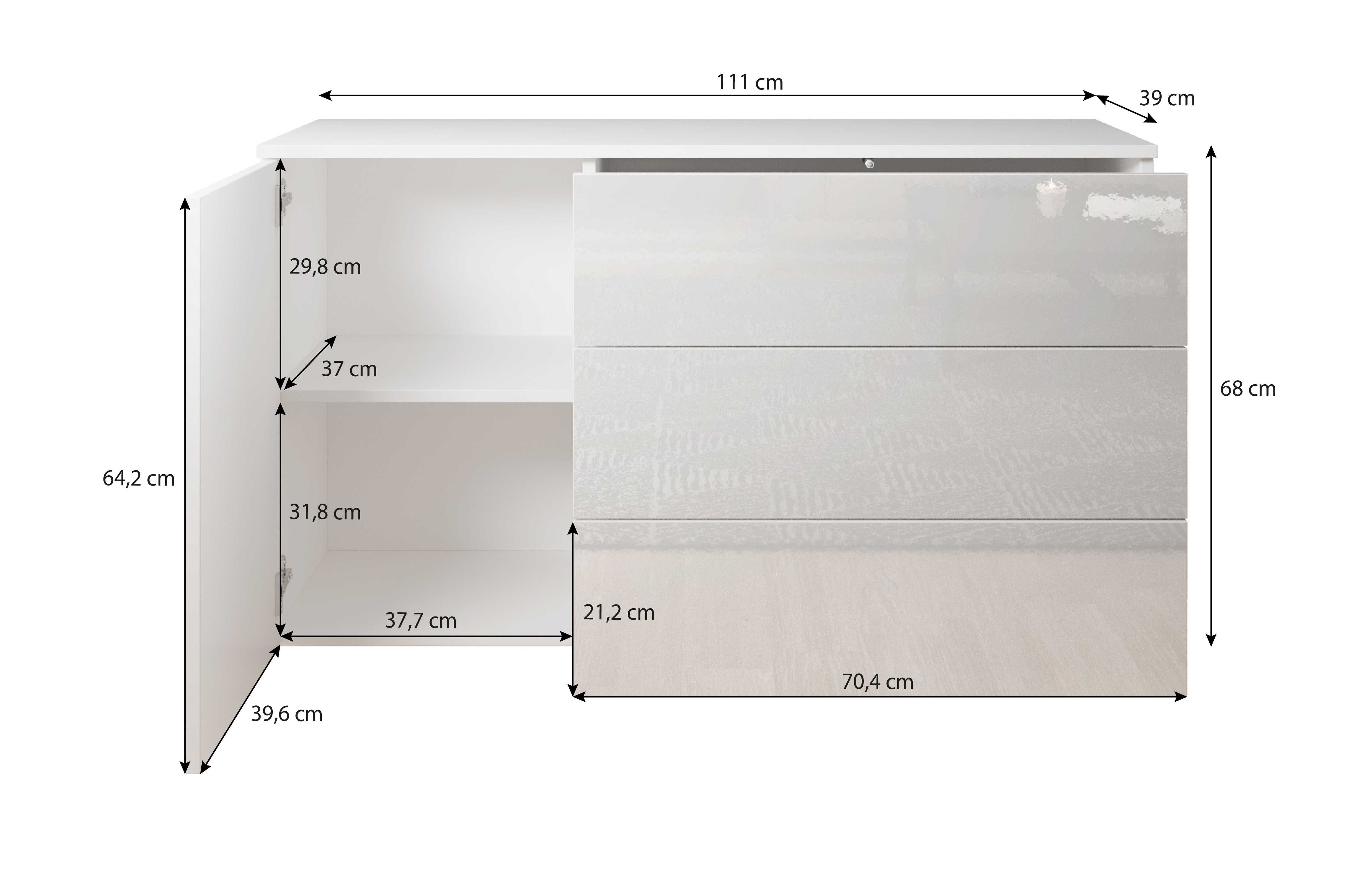 Komoda PARIS 110 cm szuflady półki, DARMOWA DOSTAWA!