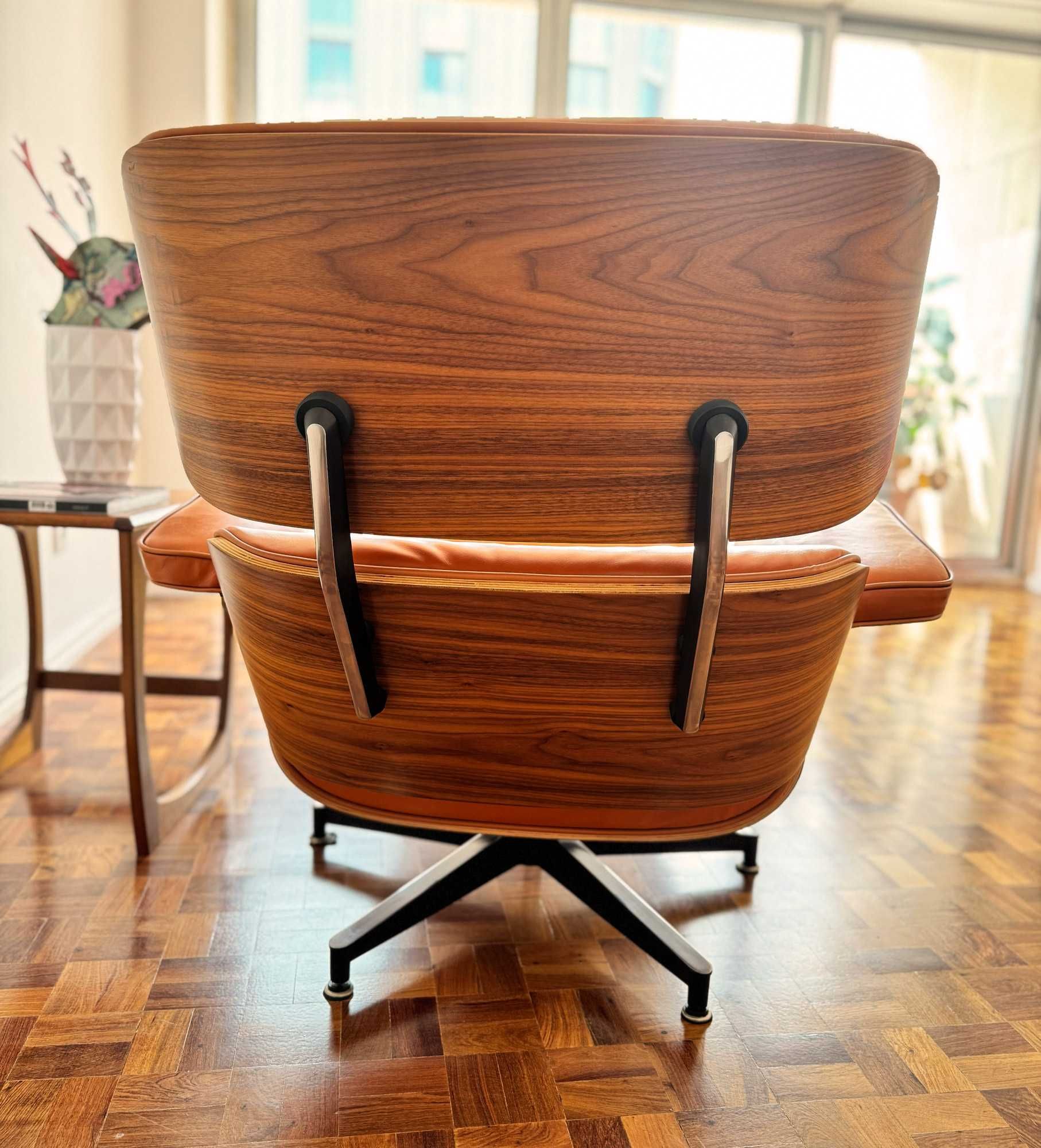 Cadeira lounge Eames com otomano – réplica de alta qualidade