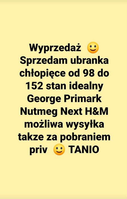 Sprzedam ubranka chłopięce od 98 do 158