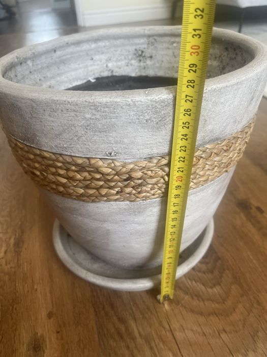 Donica szara z podstawką, nowoczesna ze splotem