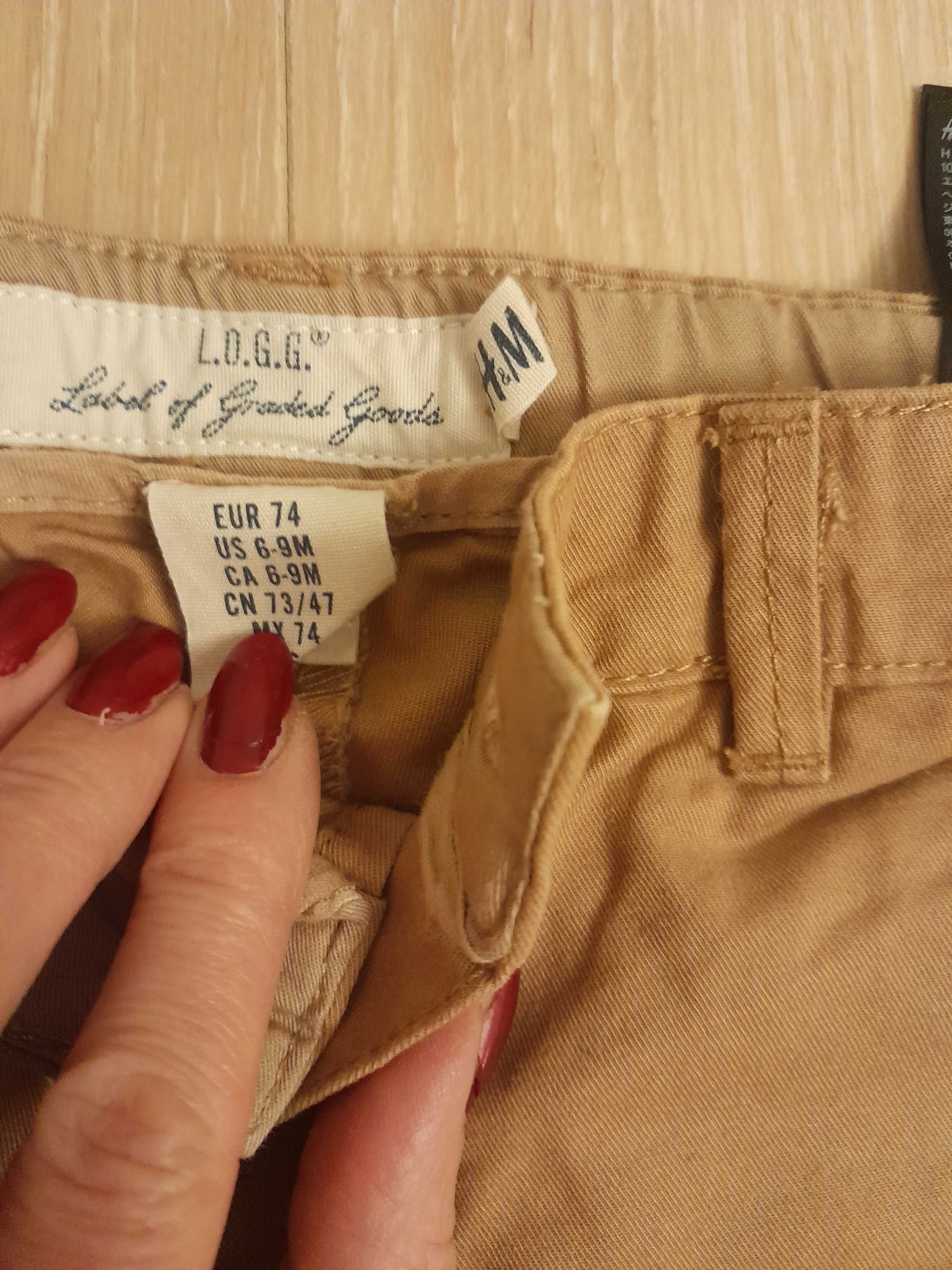 Spodnie H&M 74 jeansy musztardowe rude