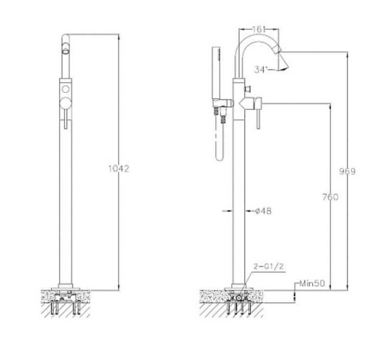 Bateria wannowa Liva Gold wolnostojąca