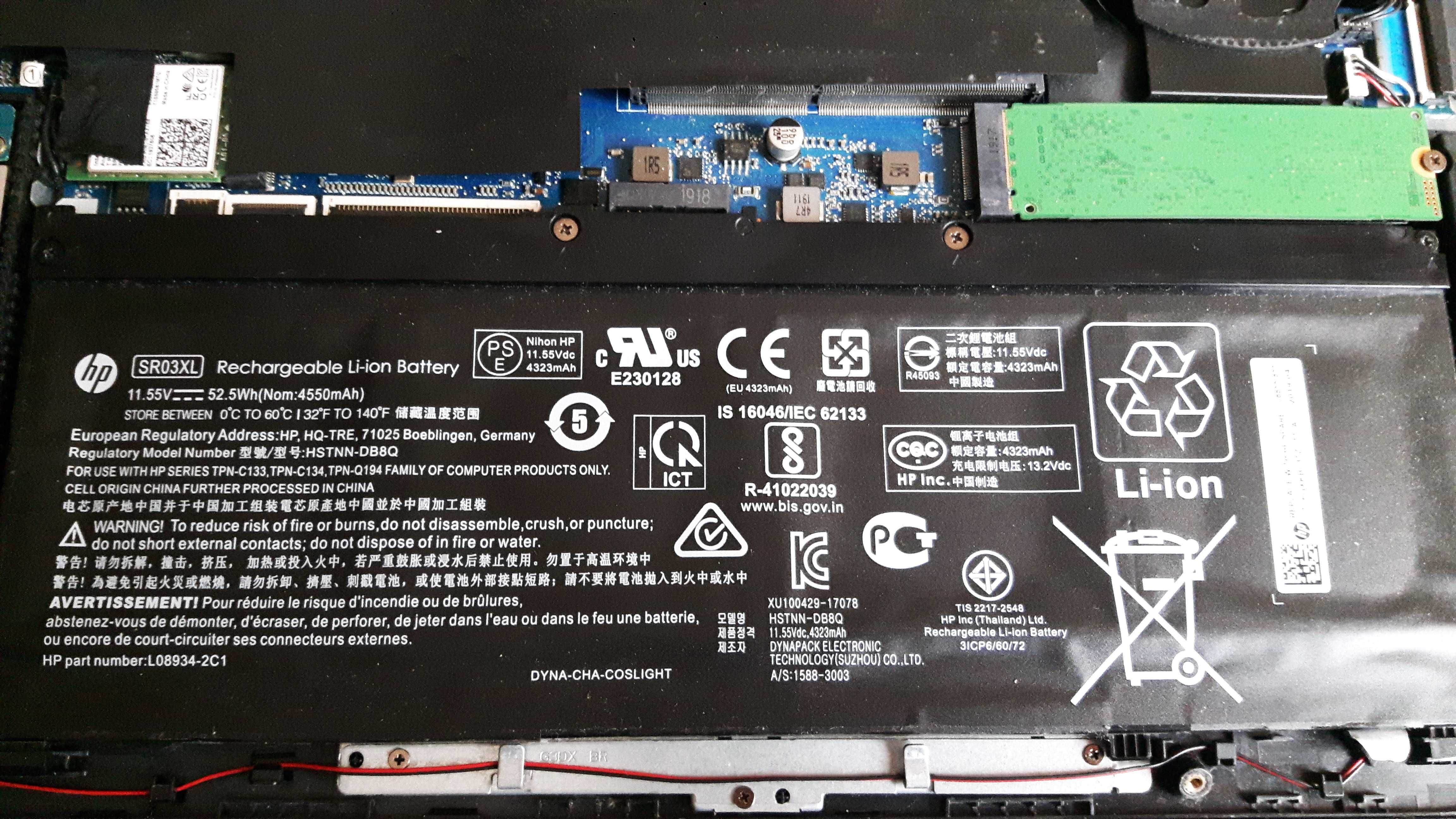 Аккумулятор (батарея) HP SR03XL для ноутбука НЕ рабочая