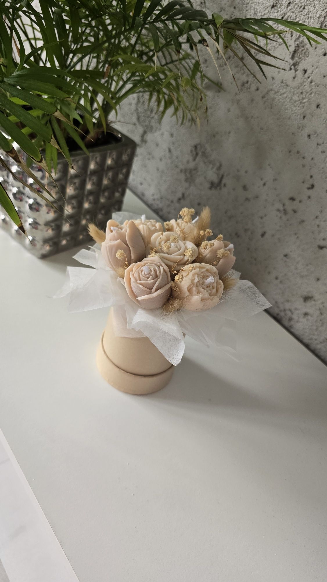 Flowerbox ze świec sojowych. Prezent, upominek, dzień mamy