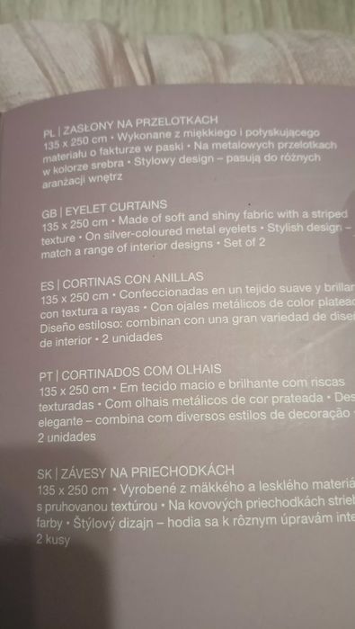 2 zasłony welurowe na przelotkach 135x250