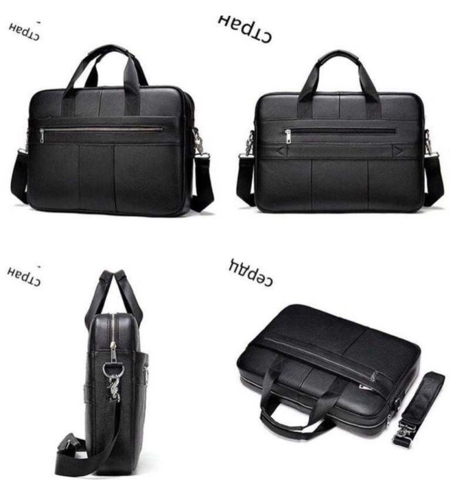 Якісна чоловіча шкіряна сумка- портфель, для ноутбука чи документів