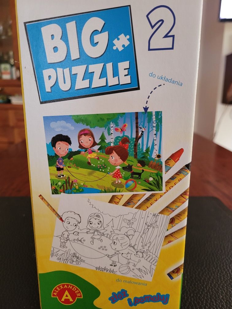 Duze Puzzle do kolorowania plus kredki