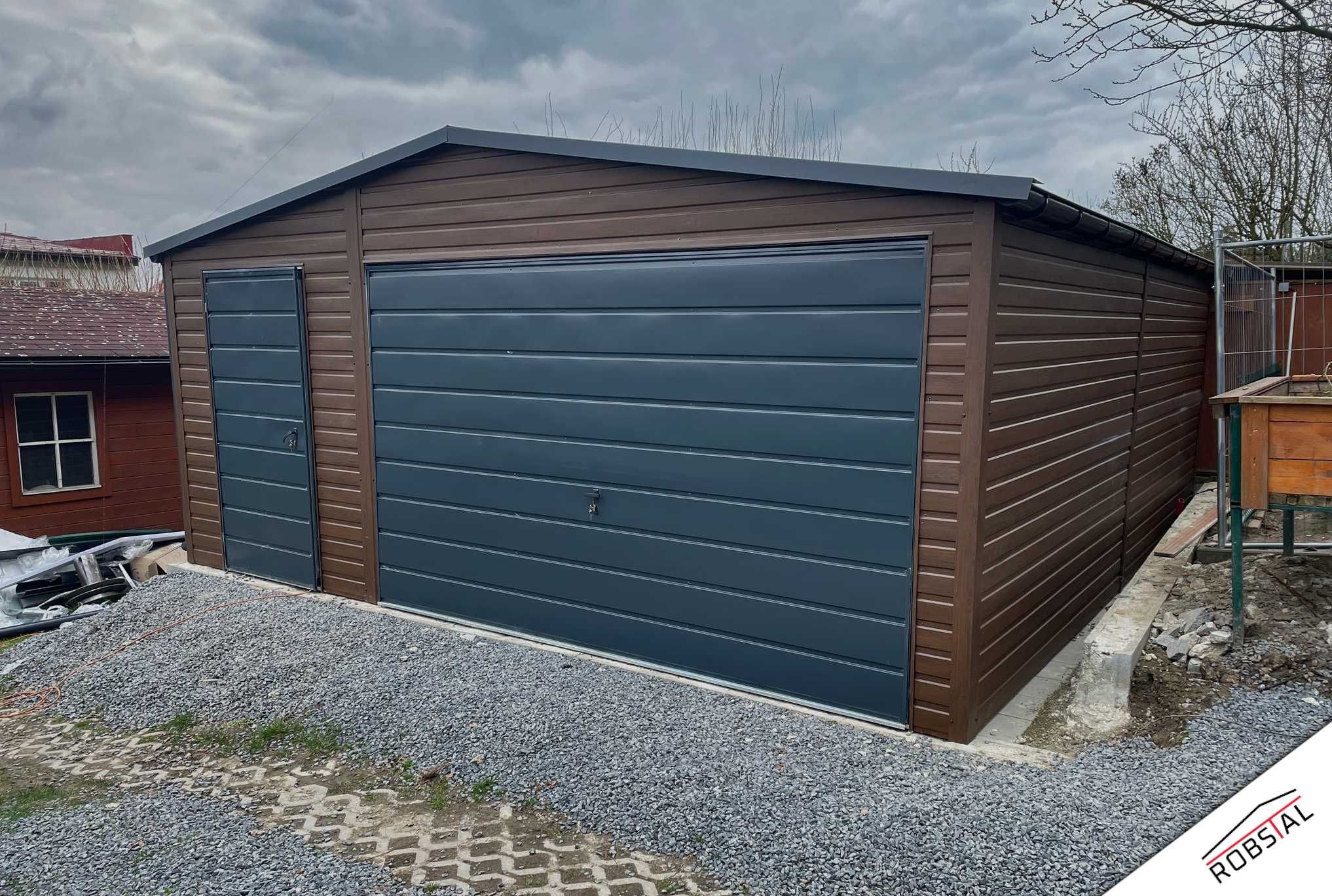 Garaż Blaszany 5x6, 6x5, 6x6, 5x7 drewnopodobny brama uchylna