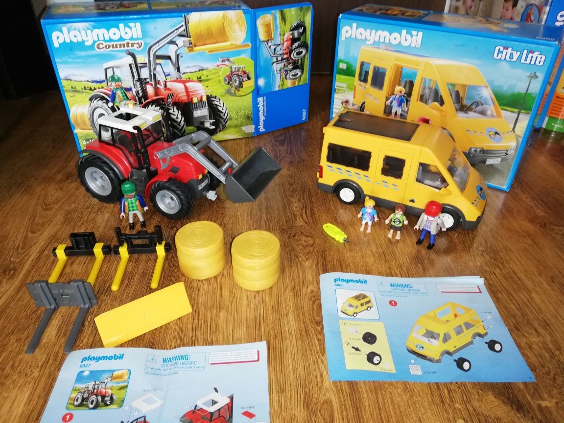 Playmobil autobus szkolny 6866 City life 6867 duży traktor 4-10 lat