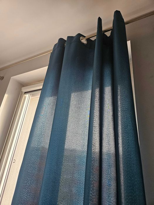 Zasłona 2 sztuki na okno szmaragd morskie 140 x 250 cm przelotki